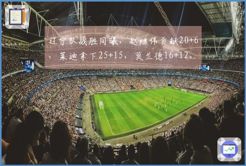 辽宁队战胜同曦，赵继伟贡献20+6，莱迪拿下25+15，莫兰德16+12，鄢手骐得15分